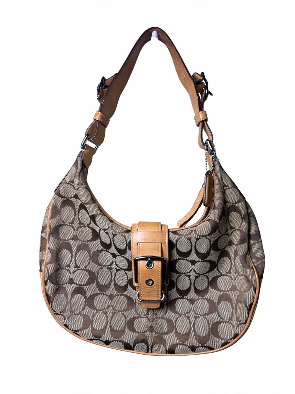 Vintage Y2K Coach Soho Signature 6363 Brown Jacquard Buckle Hobo Shoulder Bag